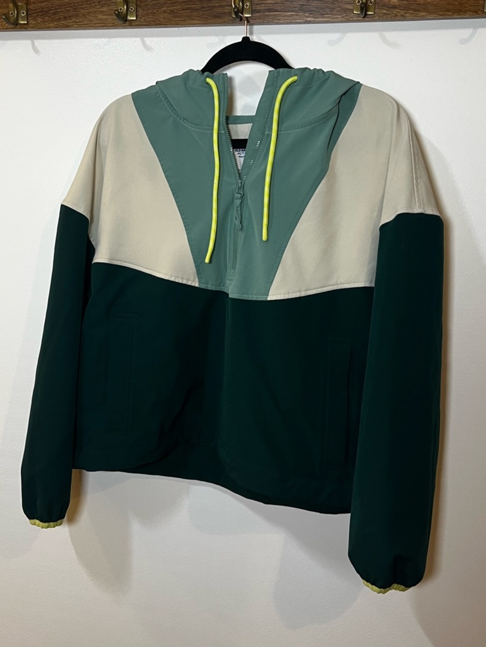 Old Navy Teal Zip Hoodie with Neon Yellow Drawcord